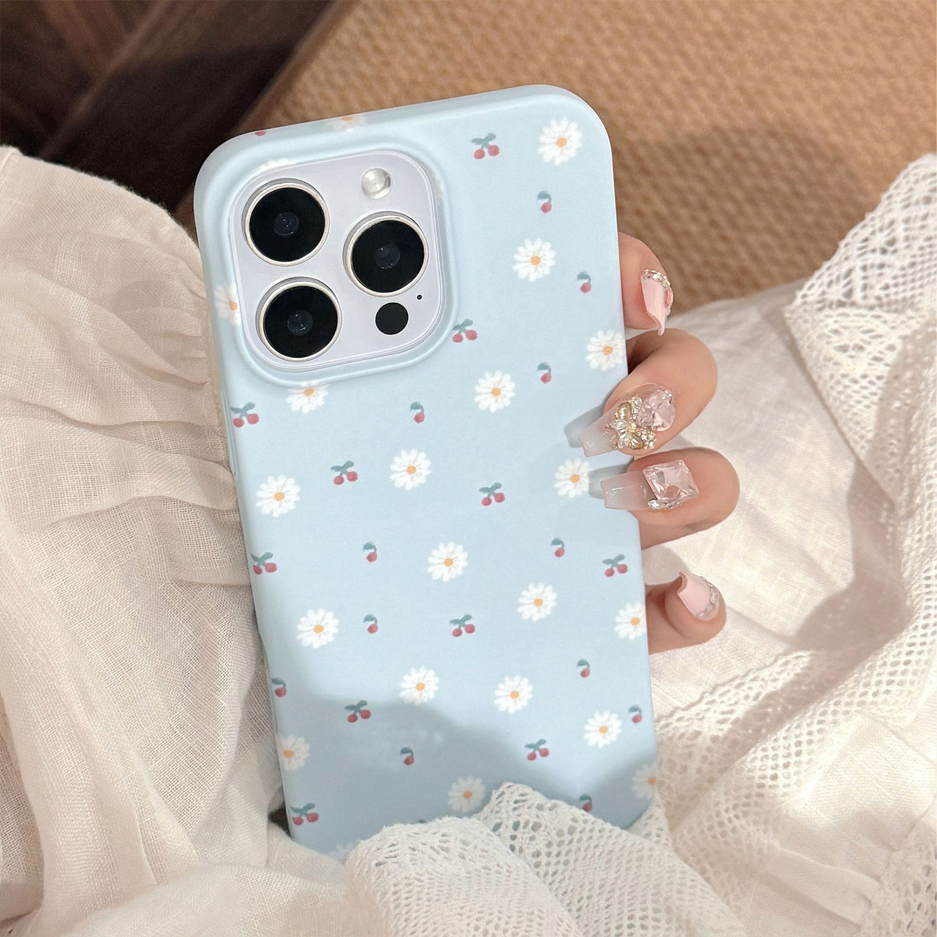 磨砂菲林iphone16手机壳苹果15pro max韩系ins樱桃小花14适用13硬