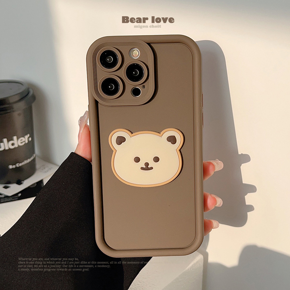 立体小熊公仔适用苹果15手机壳iphone14promax秋冬13卡通11全包16