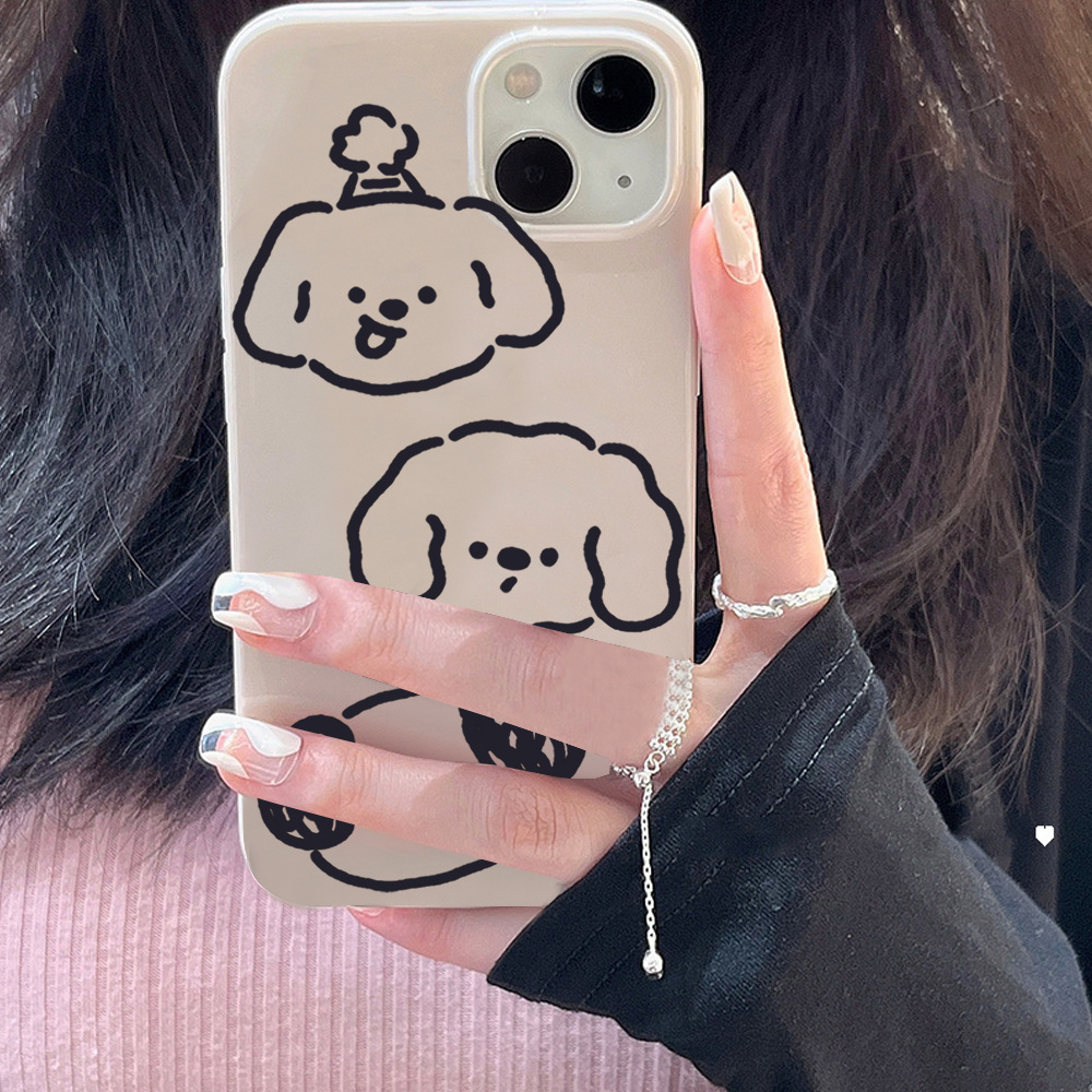 ins卡通小狗适用iPhone15pro max苹果12手机壳11网红16硅胶13软14