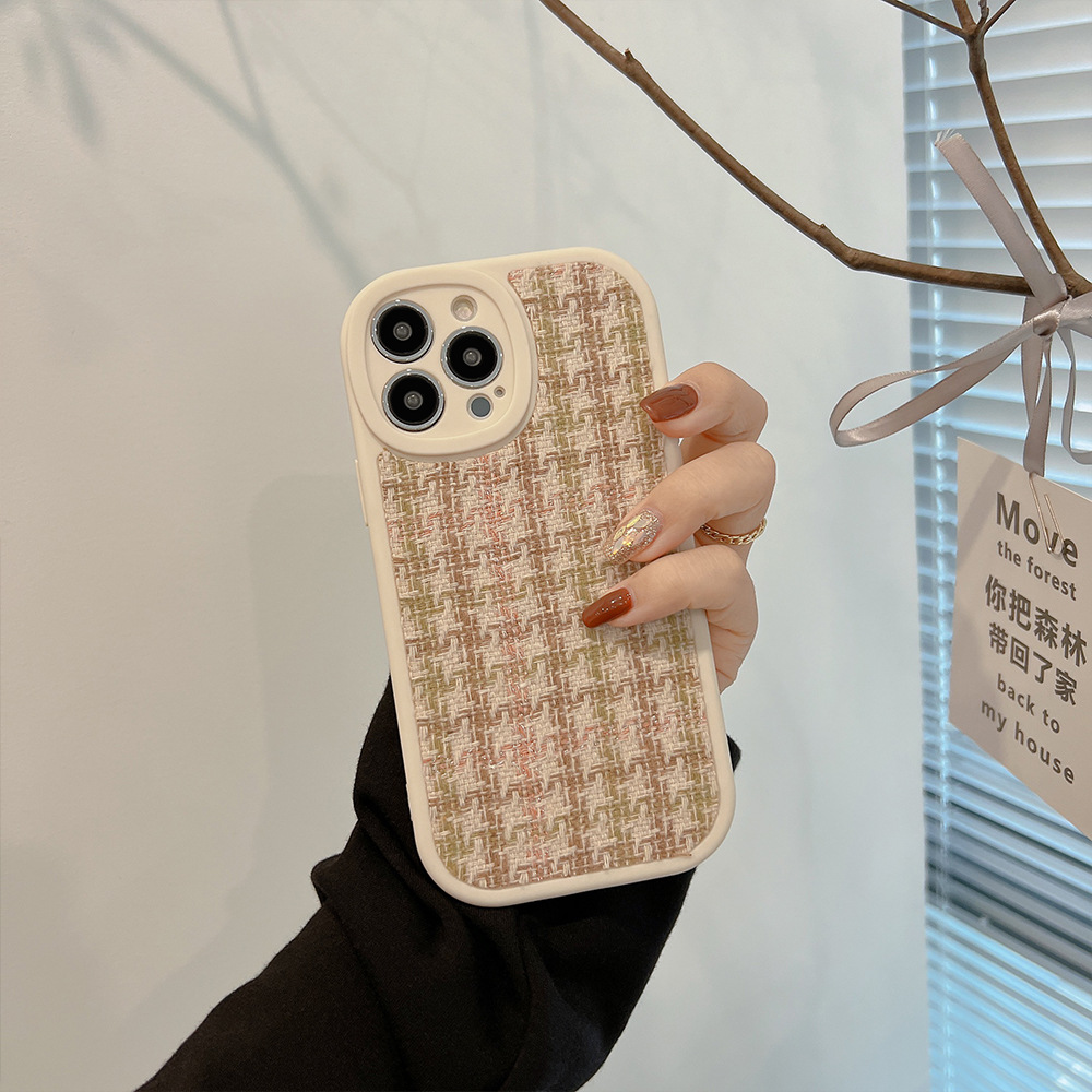 复古15promax苹果16手机壳iphone14格纹13pro套8适用11男女12绒布
