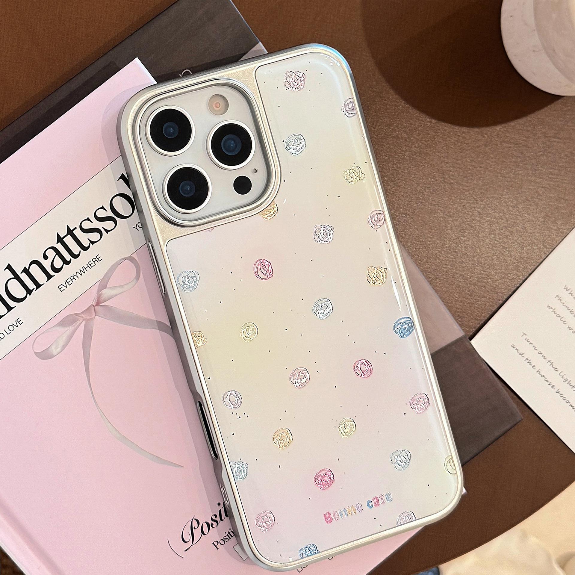 鎏金适用苹果15promax手机壳iphone16彩色涂鸦13电镀银14滴胶华为