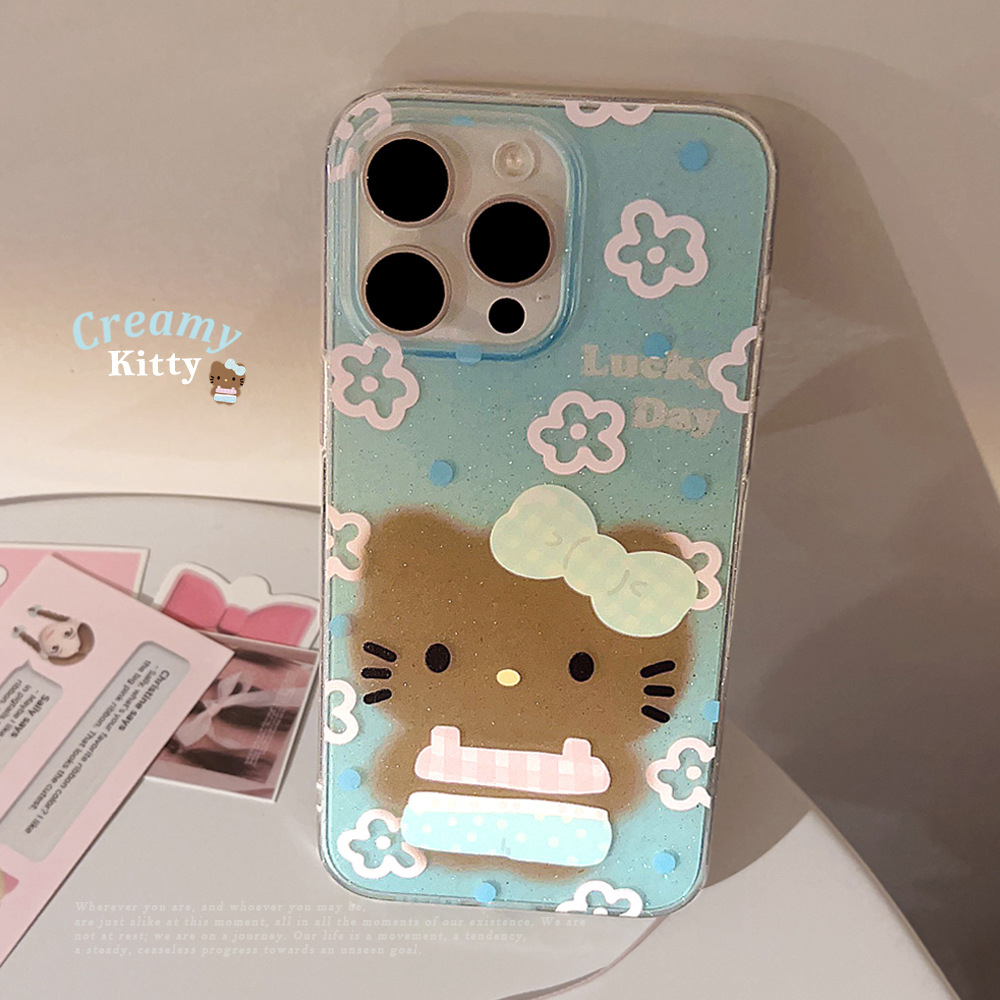 夏日泳衣猫咪适用iphone14手机壳闪粉苹果15promax可爱16甜美13软