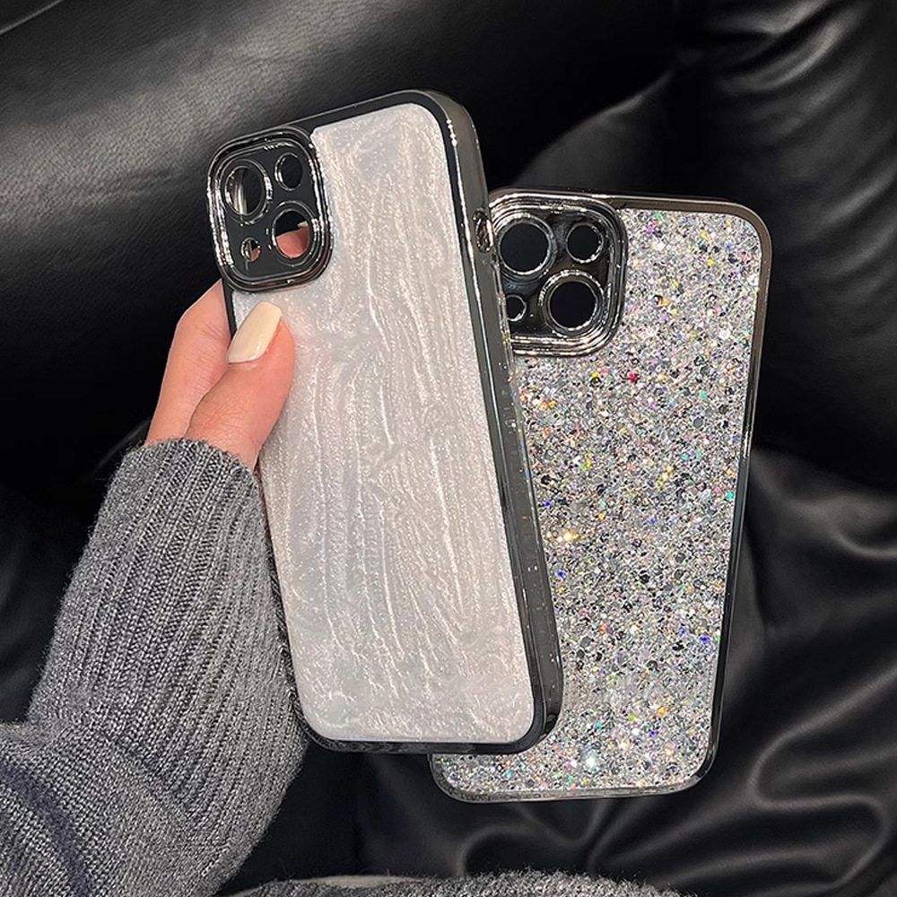 闪粉轻奢风iPhone14手机壳苹果15ProMax滴胶11电镀12适用13男女硬