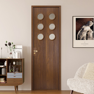 直销复古铝合金洞洞门中古风卫生间门家用室内门原木色单开门新款