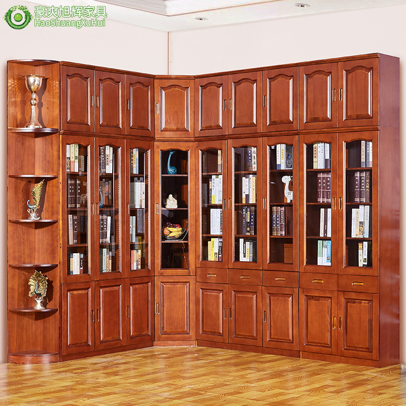 全香樟木235门自由组合带抽书柜角柜实木儿童书橱1米2组合款