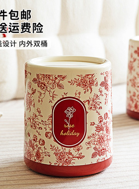 垃圾桶家用高级感大号大容量卧室客厅卫生间厕所用翻盖垃圾筒批发