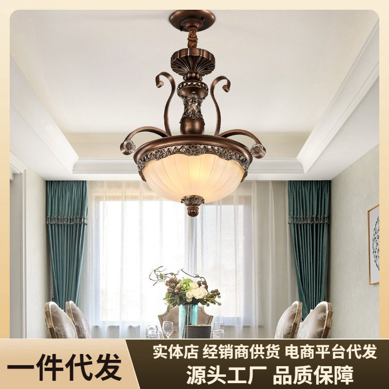 美式乡村复古吊灯单头过道走廊卧室餐厅吧台铁艺仿古欧式树脂灯具