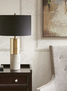 简约现代卧室台灯床头柜灯美式大理石创意别墅样板房客厅温馨T698
