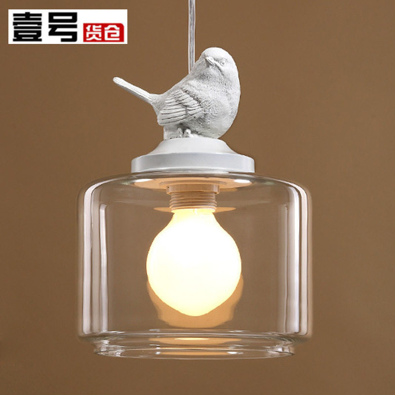小鸟吊灯玻璃北欧餐厅吧台创意儿童房阳台玄关单头现代简约灯具