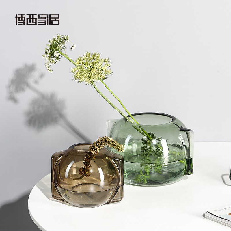 博西创意透明玻璃小花瓶花器 家居桌面装饰品客厅水培插花盆摆件