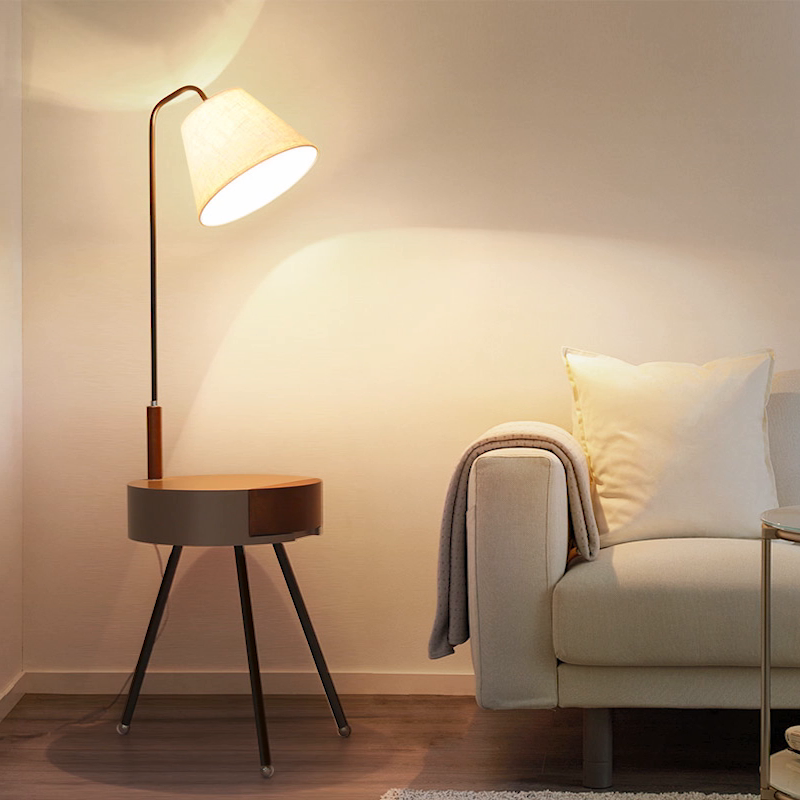 落地灯北欧简约现代客厅置物架抽屉沙发茶几灯具卧室床头落地台灯