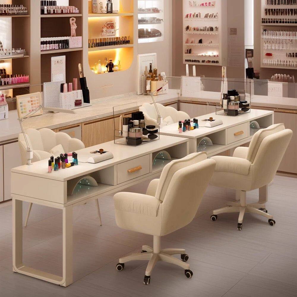 卓禾日式轻奢美甲台美甲店专用桌椅套装收纳柜子美甲操作台美甲桌