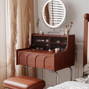 法式梳妆台恒沃中古复古风小户型实木卧室床头化妆设计师化妆台