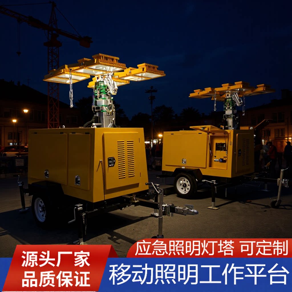 移动照明工作平台液压升降工作灯柴油发电拖挂式防汛应急照明灯塔