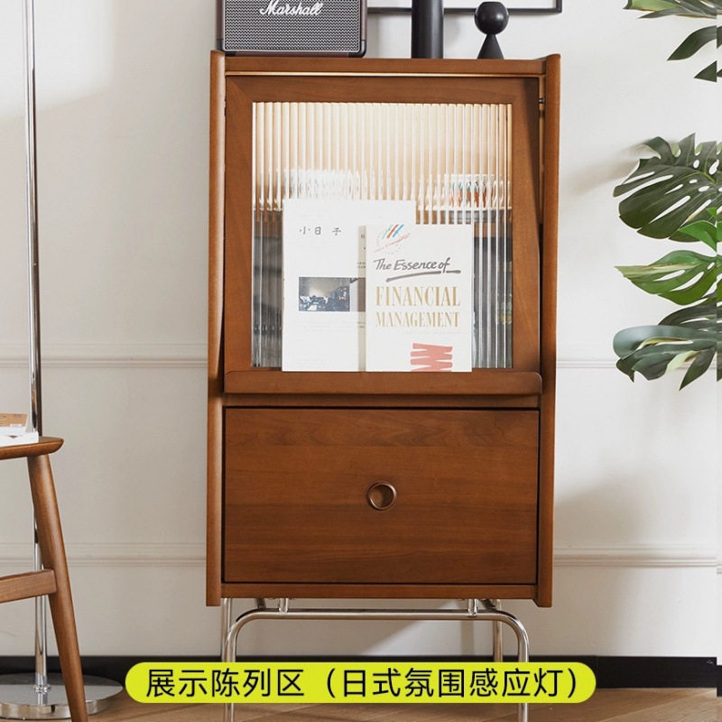 北欧复古日式实木加固小边柜立柜客厅玄关储物收纳斗柜原木风家具