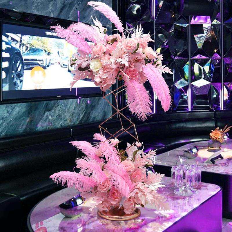 电镀花酒店婚礼羽毛花桌花装饰花酒吧KTV摆台花桌面铁艺摆件