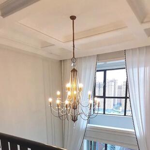 美式复古水晶吊灯复式楼梯吊灯法式简约个性创意挑空别墅客厅吊灯