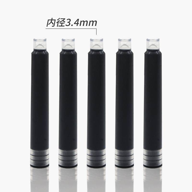 （100支/份）钢笔墨囊3.4mm口径钢笔替换笔芯专用黑色红色蓝色安装