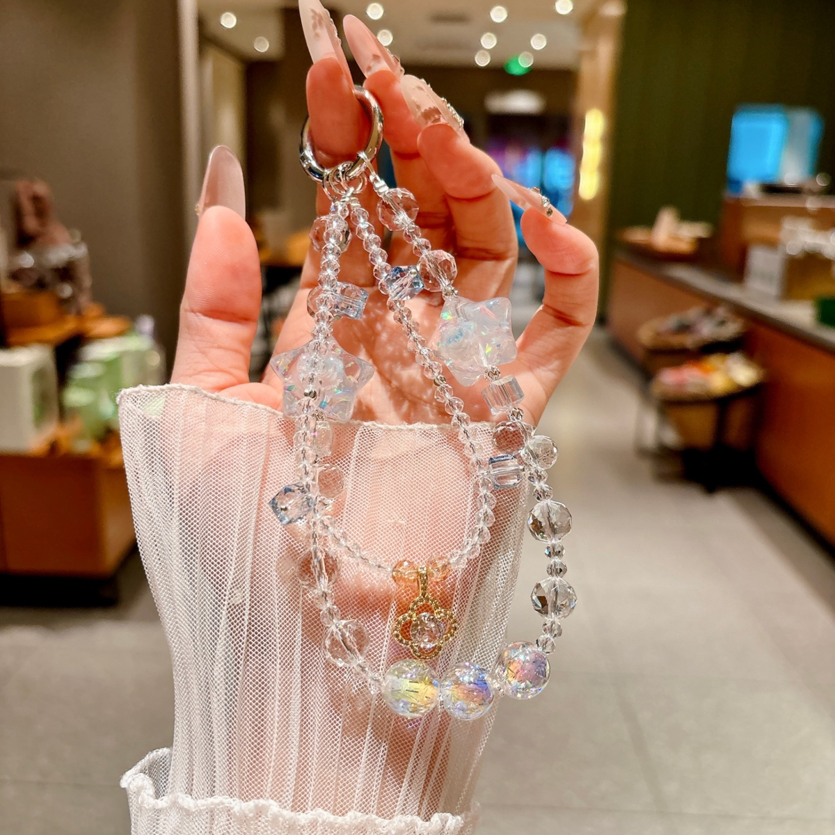 双层水晶包挂精致梦幻双层手机链