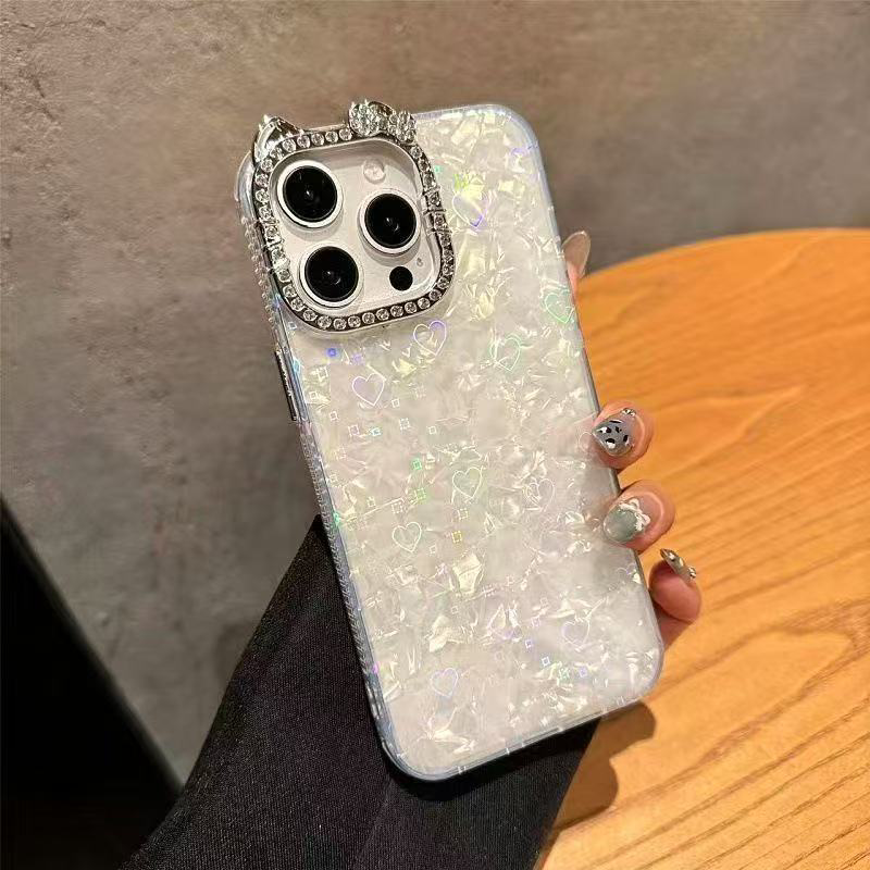 点钻凯蒂猫镜头框镭射爱心手机壳