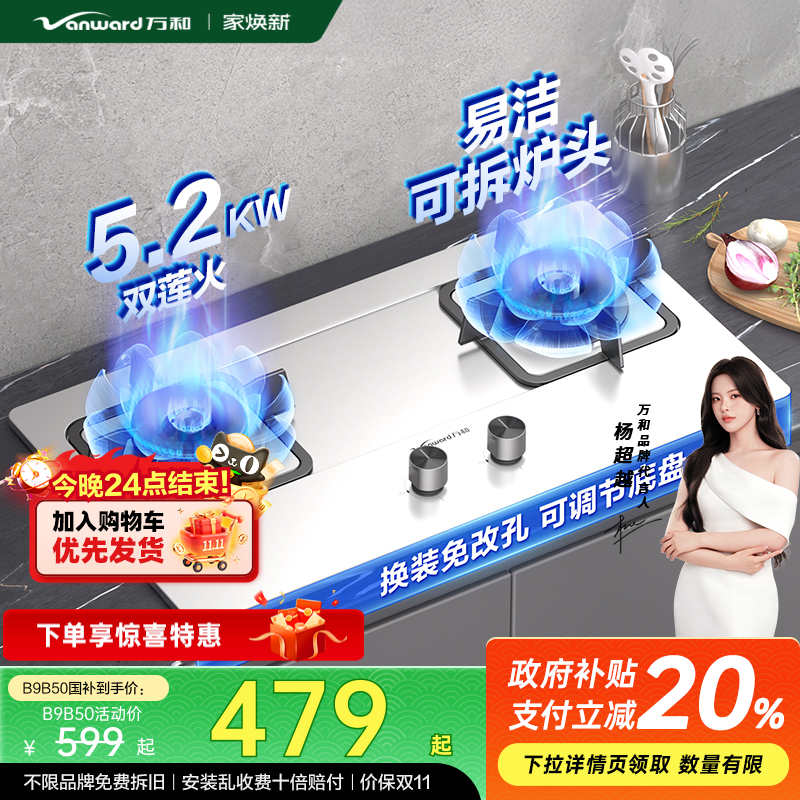 天然气双灶嵌入式燃气灶