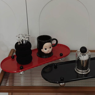日本进口MUJIE创意托盘复古高级感桌面杯子水杯卫生间椭圆香薰口