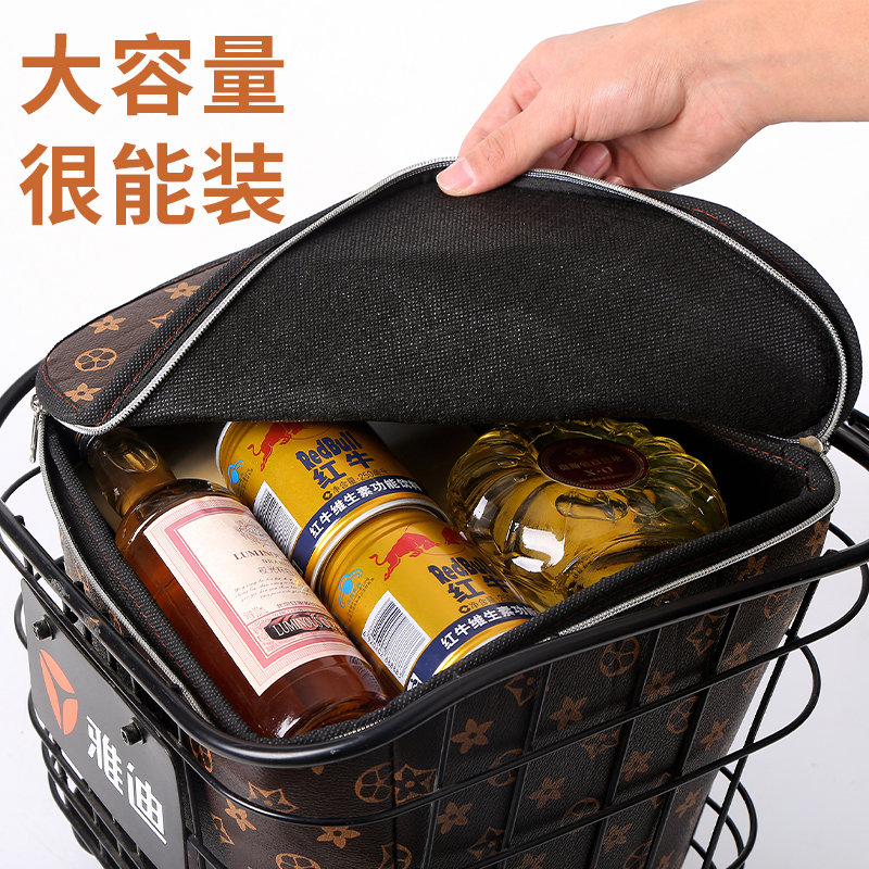 电动车自行车筐防水内胆包前置车筐内包防尘防漏皮革内罩带锁防盗