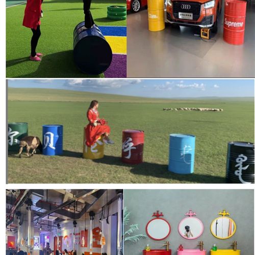 80升汽油桶柴油桶幼儿园装饰道具桶酒吧陈列备用大铁桶固态液体桶