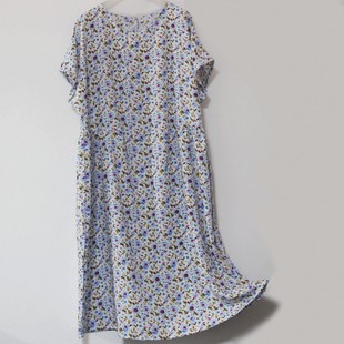 棉绸连衣裙碎花高端真丝绵绸夏季宽松休闲大码200斤外穿夏女睡裙