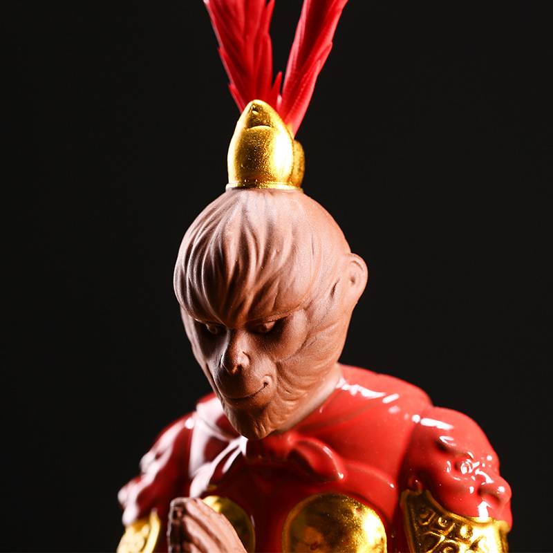 紫砂茶宠精品可养小摆件齐天大圣孙悟空博古架装饰品茶台鱼缸造景