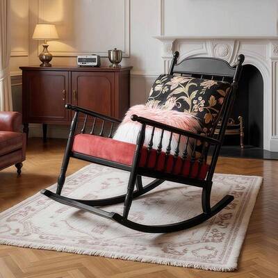 美式复古懒人摇摇椅黑色躺椅用休闲椅人沙发椅单客RRT家厅实逍遥