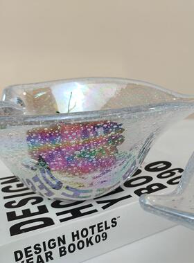 现代轻玻果盘现代约创意手工简家居软装饰品茶奢几盆璃高ZOS档摆