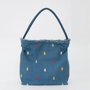 agi绣.2025新款 象吸管包通勤大容量帆想布hobORFo托特单T肩手提刺