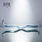 现板代晶轻奢蓝色水玻璃件样间酒店大无品牌 厅别墅桌面吧台玄摆