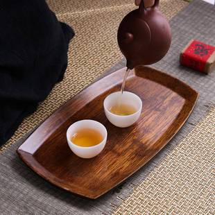 竹制重竹竹编干泡茶盘日式 新款 创意椭圆形壶承家用简约托盘茶海