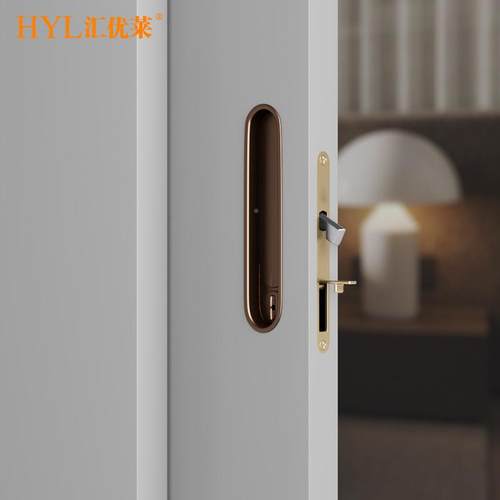 推实木移门门锁色阳台GIH拉门门钩锁卫生间黑厨房趟锁无钥口袋门