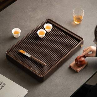 极简无边窄细排水茶台 电木茶盘德国进口家用高端小号干泡盘日式