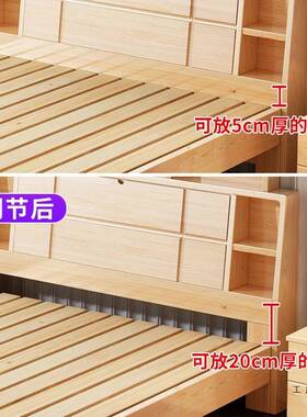 全实木床现床代简约家具床单人床2双人带GMQ书架家用.15米1.8m床1