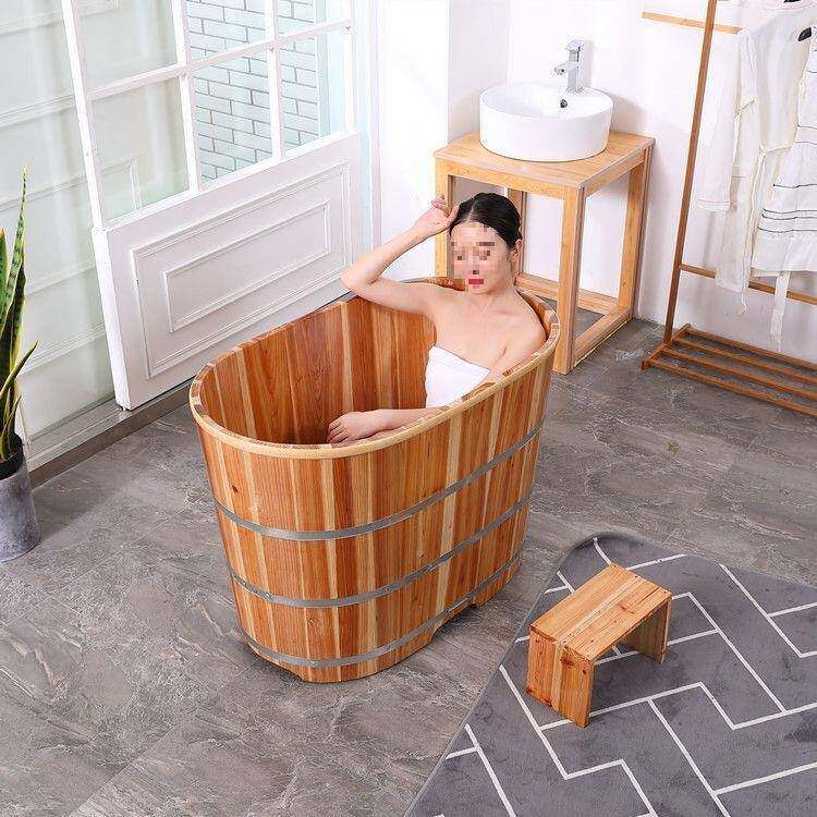 不小型省水澡木桶沐浴桶户成人洗MFA澡桶占泡地实木澡盆家用儿童
