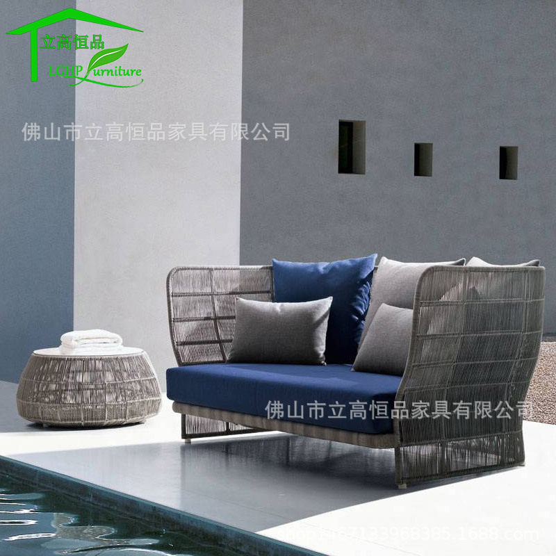 户外藤编沙发别墅家具户外家具藤编家具户房地产样板房外双人沙发
