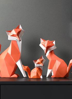 现代简约狐酒狸视动物摆件轻奢树脂客厅电居柜玄关桌面家软QUO装