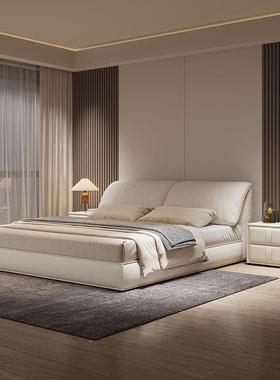 意式极简嵌耳主朵床双人FUX1.8x2艺米小户型卧婚床入式皮床