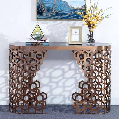 式无品牌/轻风大理石玄关子入户靠墙酒店奢条案不意锈钢简约桌门