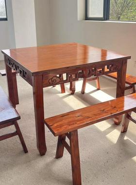 实木中式面馆饭桌店古商用BWQ八仙四方仿正方形方桌桌餐桌椅餐家