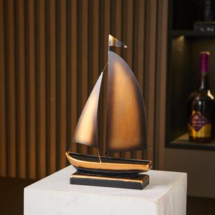 轻奢复古帆风顺电帆船模型摆件客厅视柜酒办公柜达伊1688室一桌铁