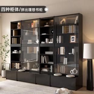 到全实木木卡座书柜储橡置物柜物架书架落地一体SDH顶办公室书房