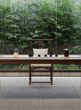 新写中式榆木书画桌实ZIZ木书桌茶椅桌组老合毛笔桌字台国学书法