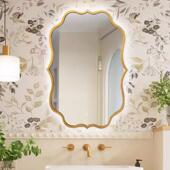 法式 中饰古梳妆台化妆镜轻奢间简约生异形浴825室镜子卫挂墙 美式