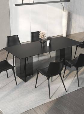 UDX黑色亚德克力悬岩板桌餐利丰岩板浮桌家用极简纯黑亚克力餐桌