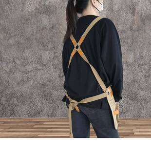 厚布围裙防污耐木磨无袖 QBK工作帆服男印女园艺师工手作陶艺定log